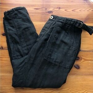 Free People linen cotton blend dark green pants